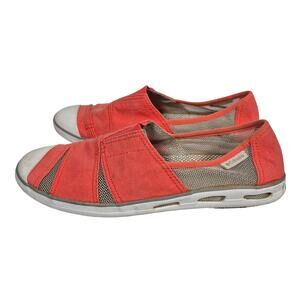 Columbia Shoes Women's 9.5 Vulc N Vent Slip On Sneakers Orange Coral Fabric